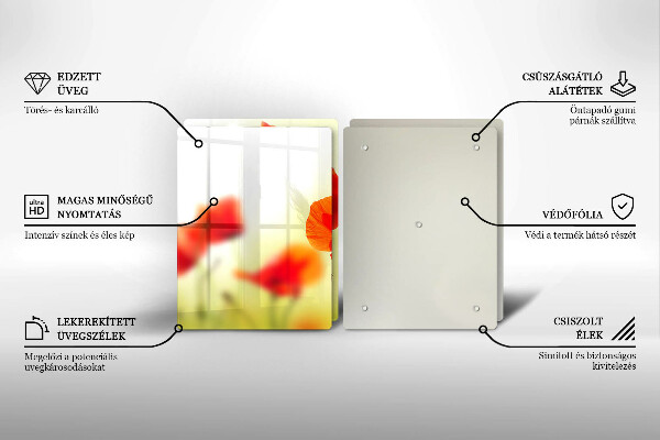 Stenska zaščitna plošča za štedilnik Cvetovi rdečega maka