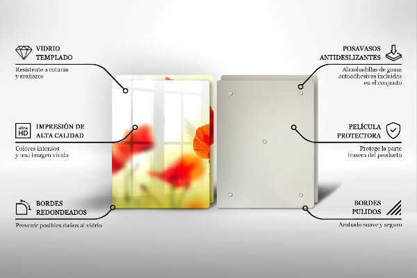 Stenska zaščitna plošča za štedilnik Cvetovi rdečega maka