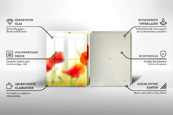 Stenska zaščitna plošča za štedilnik Cvetovi rdečega maka