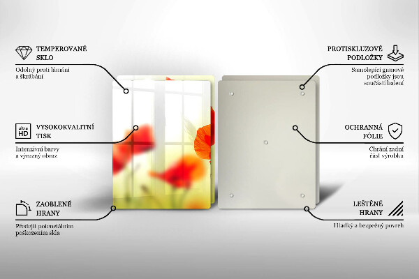 Stenska zaščitna plošča za štedilnik Cvetovi rdečega maka