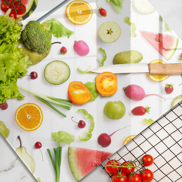 Zaščitna plošča za štedilnik Vzorec sadja in zelenjave