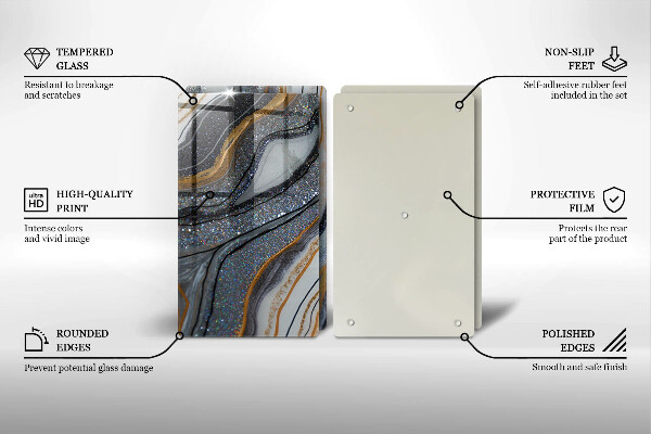 Zaščitna plošča za štedilnik kamen z zlatom