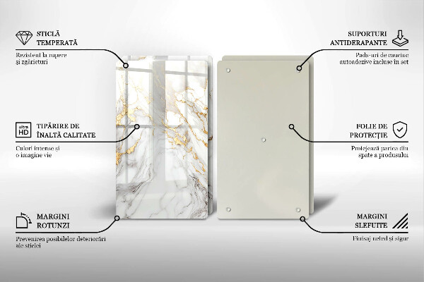 Zaščitna plošča za štedilnik Svetel marmor z zlatom