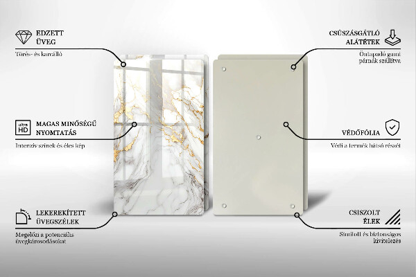 Zaščitna plošča za štedilnik Svetel marmor z zlatom