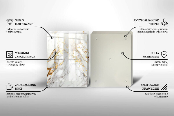 Zaščitna plošča za štedilnik Svetel marmor z zlatom