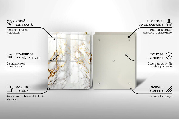 Zaščitna plošča za štedilnik Svetel marmor z zlatom