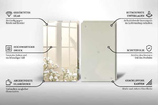 Zaščitna plošča za štedilnik Boho rože iz mavca