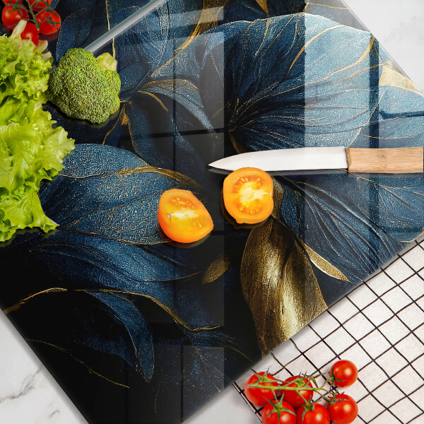 Zaščitna plošča za štedilnik Okrasni listi z zlatom