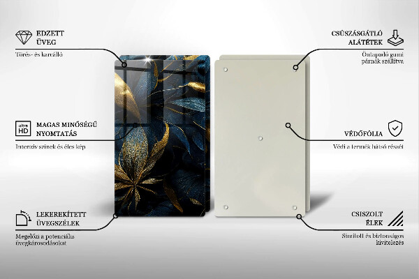 Zaščitna plošča za štedilnik Okrasni listi z zlatom