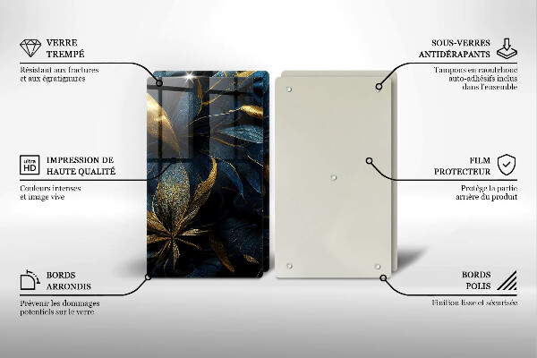 Zaščitna plošča za štedilnik Okrasni listi z zlatom