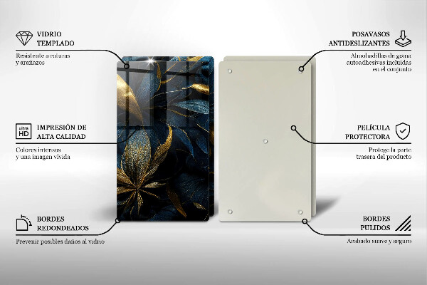 Zaščitna plošča za štedilnik Okrasni listi z zlatom