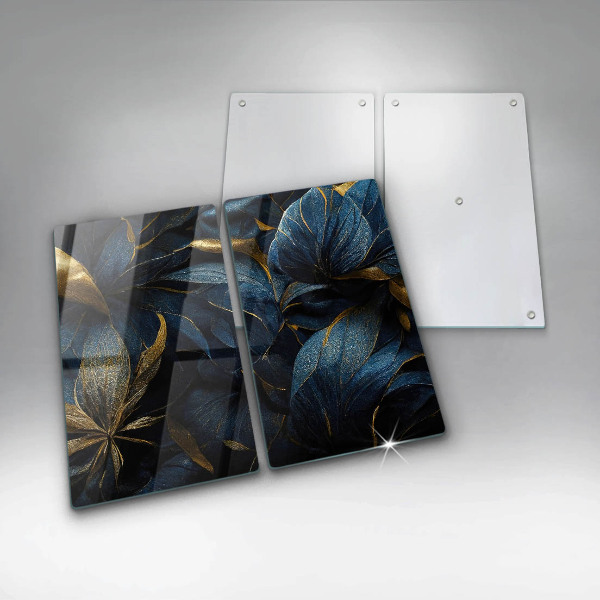 Zaščitna plošča za štedilnik Okrasni listi z zlatom