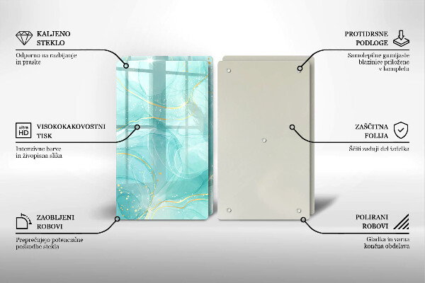 Zaščitna plošča za štedilnik Modra in zlata abstrakcija