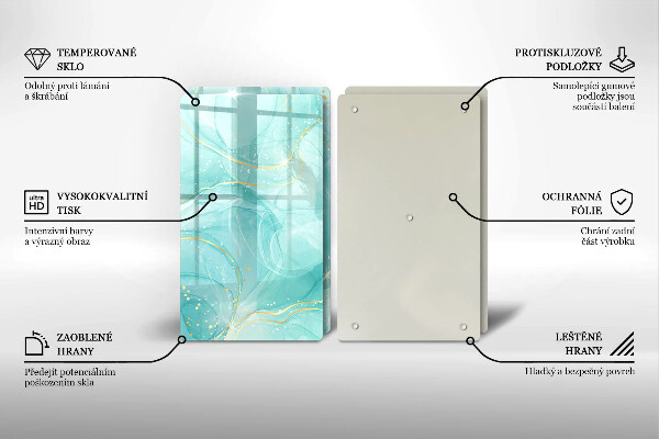 Zaščitna plošča za štedilnik Modra in zlata abstrakcija