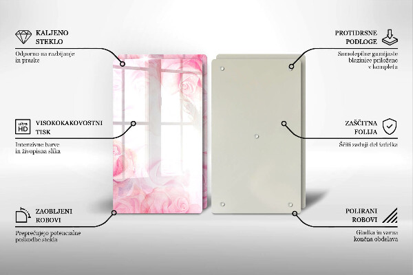 Zaščitna plošča za štedilnik Ozadje z nežnimi vrtnicami