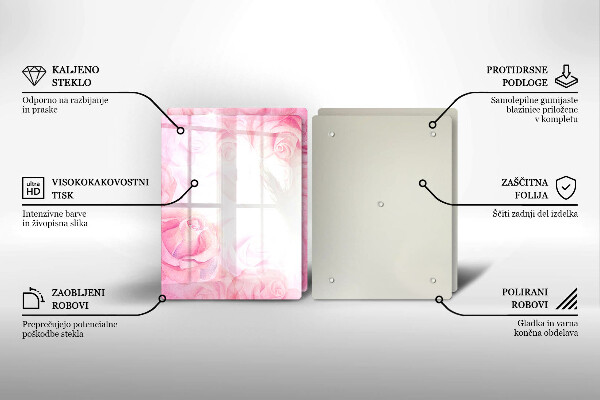 Zaščitna plošča za štedilnik Ozadje z nežnimi vrtnicami
