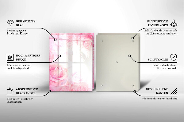 Zaščitna plošča za štedilnik Ozadje z nežnimi vrtnicami