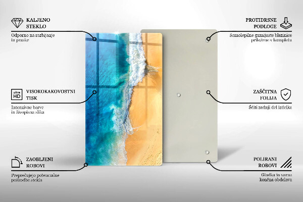 Zaščitna steklena plošča za štedilnik Plaža in morje