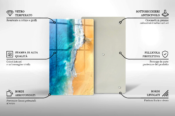 Zaščitna steklena plošča za štedilnik Plaža in morje