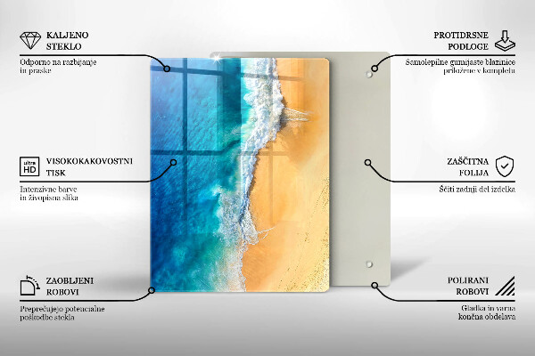 Zaščitna steklena plošča za štedilnik Plaža in morje