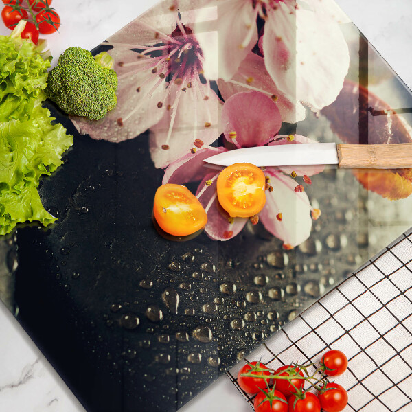 Zaščitna steklena plošča za štedilnik Rože zen kamni