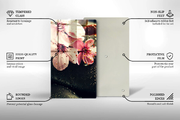 Zaščitna steklena plošča za štedilnik Rože zen kamni