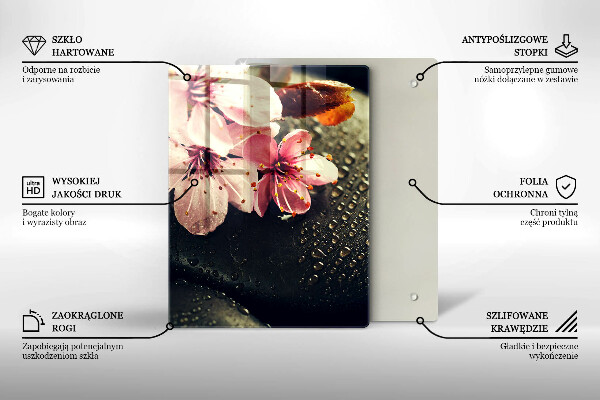 Zaščitna steklena plošča za štedilnik Rože zen kamni