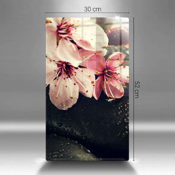 Zaščitna steklena plošča za štedilnik Rože zen kamni