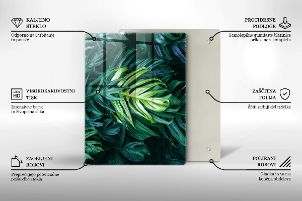 Zaščitna steklena plošča za štedilnik Listi divje monstere