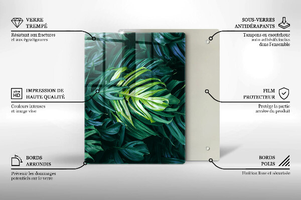 Zaščitna steklena plošča za štedilnik Listi divje monstere