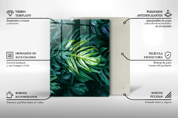 Zaščitna steklena plošča za štedilnik Listi divje monstere