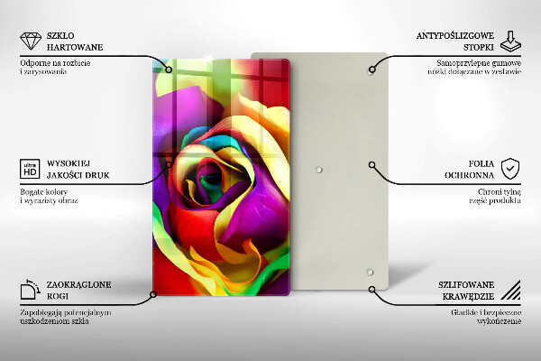 Zaščitna steklena plošča za štedilnik Pisani cvetni listi vrtnic