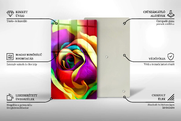 Zaščitna steklena plošča za štedilnik Pisani cvetni listi vrtnic