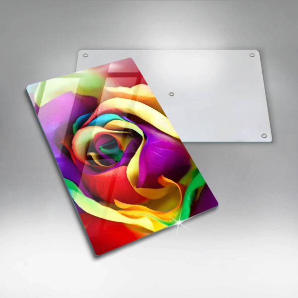 Zaščitna steklena plošča za štedilnik Pisani cvetni listi vrtnic