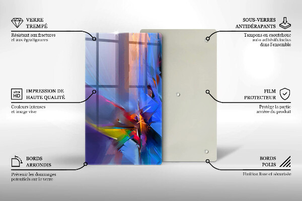 Zaščitna steklena plošča za štedilnik Naslikana abstrakcija