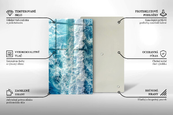 Zaščitna steklena plošča za štedilnik Valovi morske vode