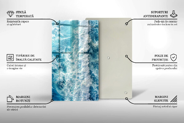 Zaščitna steklena plošča za štedilnik Valovi morske vode