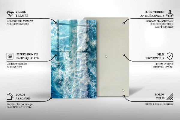 Zaščitna steklena plošča za štedilnik Valovi morske vode