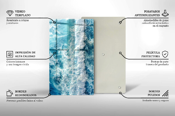 Zaščitna steklena plošča za štedilnik Valovi morske vode
