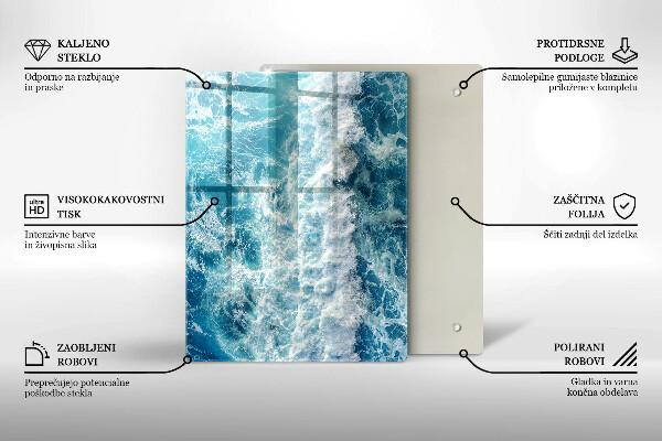 Zaščitna steklena plošča za štedilnik Valovi morske vode