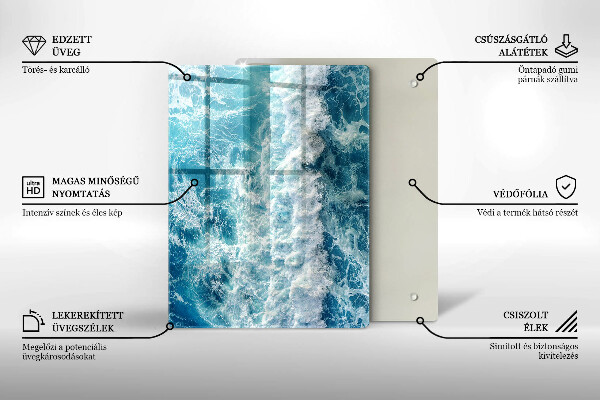 Zaščitna steklena plošča za štedilnik Valovi morske vode
