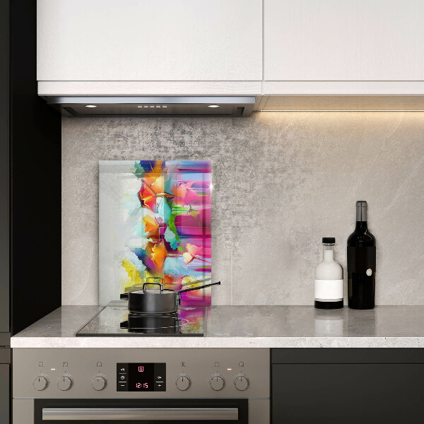 Zaščitna plošča za štedilnik Poslikane rože