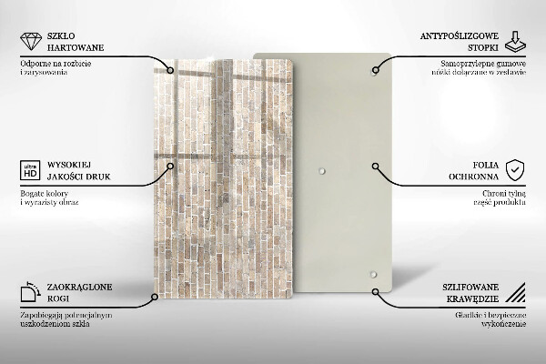 Zaščitna steklena plošča za štedilnik Svetla opečna stena