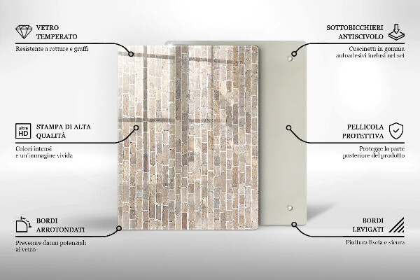 Zaščitna steklena plošča za štedilnik Svetla opečna stena