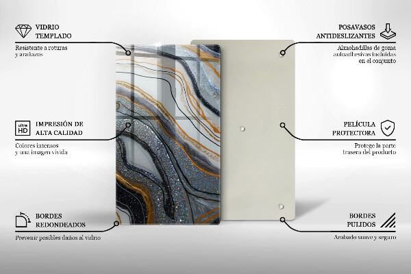 Zaščitna steklena plošča za štedilnik kamen z zlatom