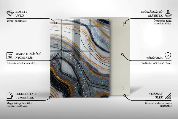 Zaščitna steklena plošča za štedilnik kamen z zlatom