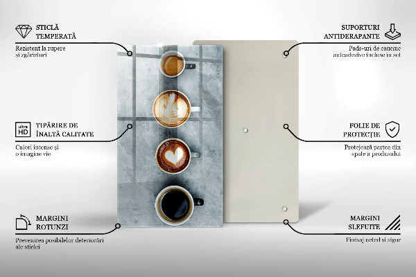 Zaščitna steklena plošča za štedilnik Kuhinja - skodelice za kavo