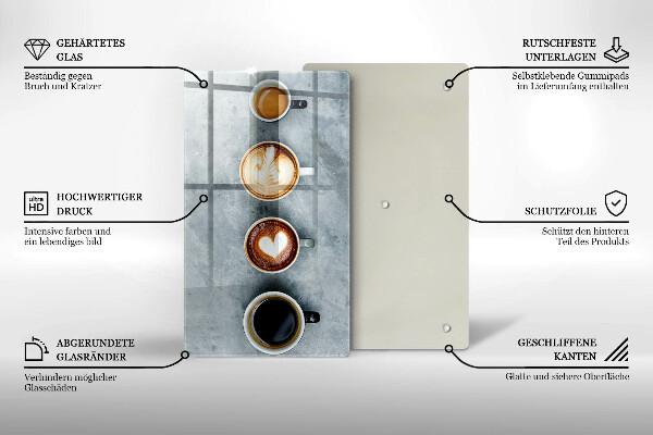 Zaščitna steklena plošča za štedilnik Kuhinja - skodelice za kavo