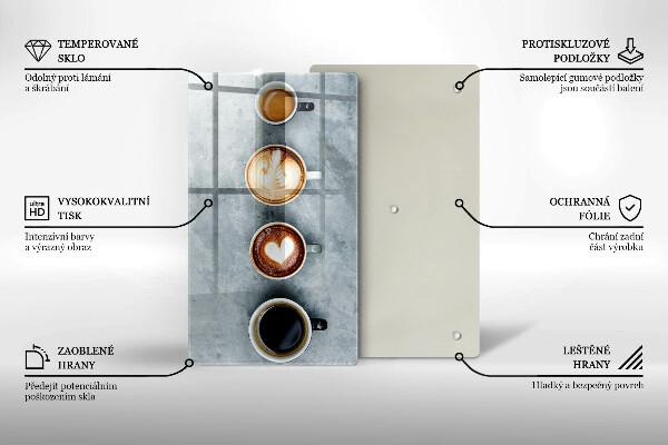Zaščitna steklena plošča za štedilnik Kuhinja - skodelice za kavo