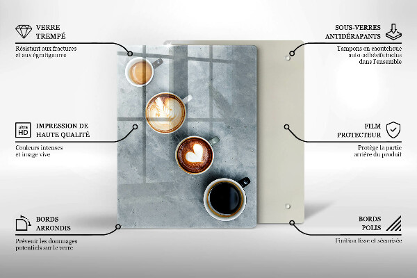 Zaščitna steklena plošča za štedilnik Kuhinja - skodelice za kavo